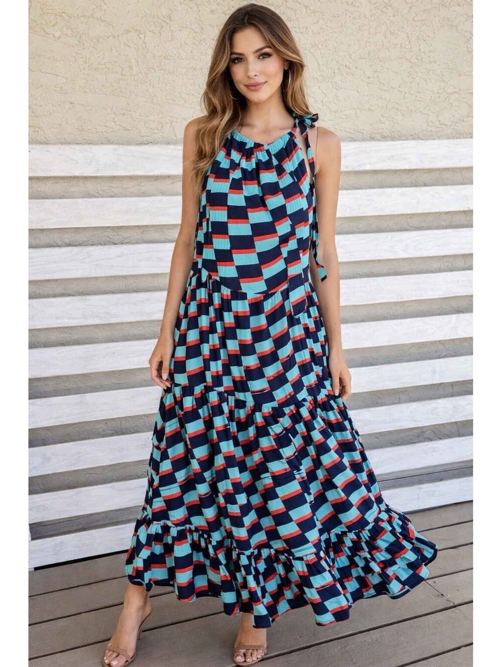 Chicle Women’s Maxi Colorful Sleeveless Maxi Dress Size M.
